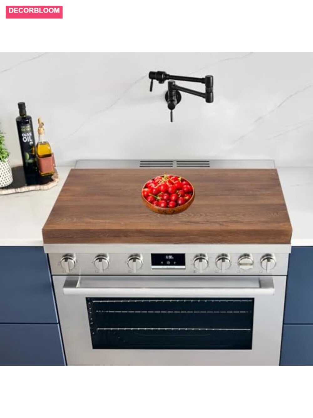 Handmade Pine Wood Stove Cover Noodle Board with Handles, Rectangular Serving
